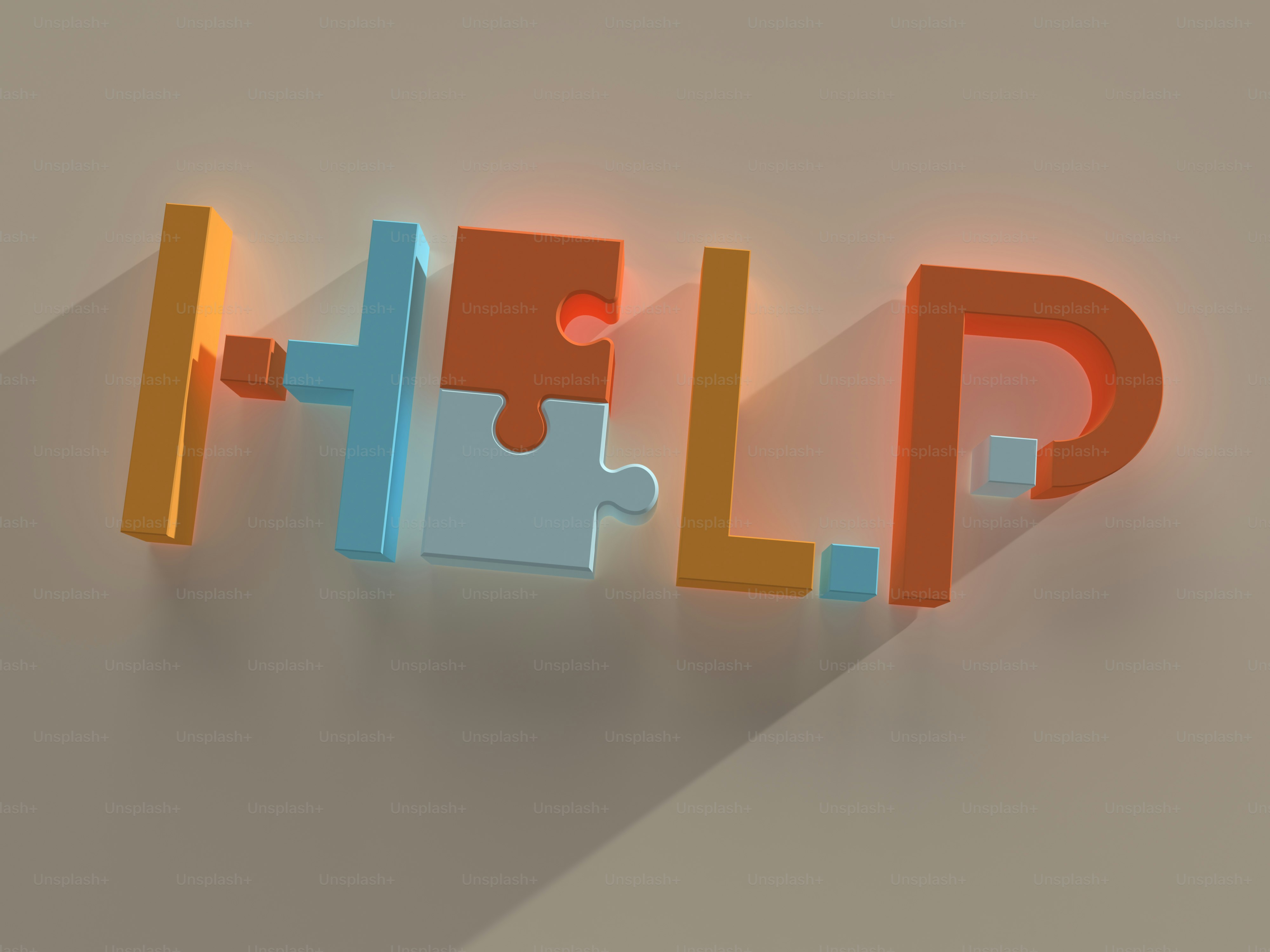 the word help is made out of puzzle pieces